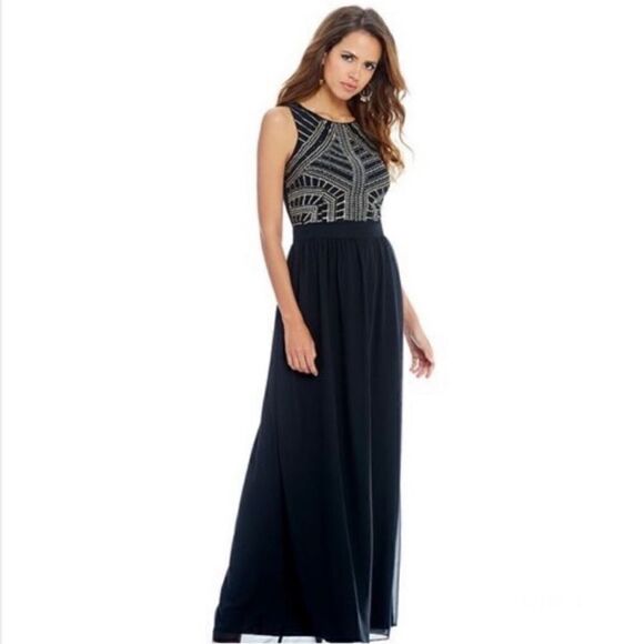 Gianni Bini Avery Lace Black Evening Formal Maxi Dress - Picture 1 of 16
